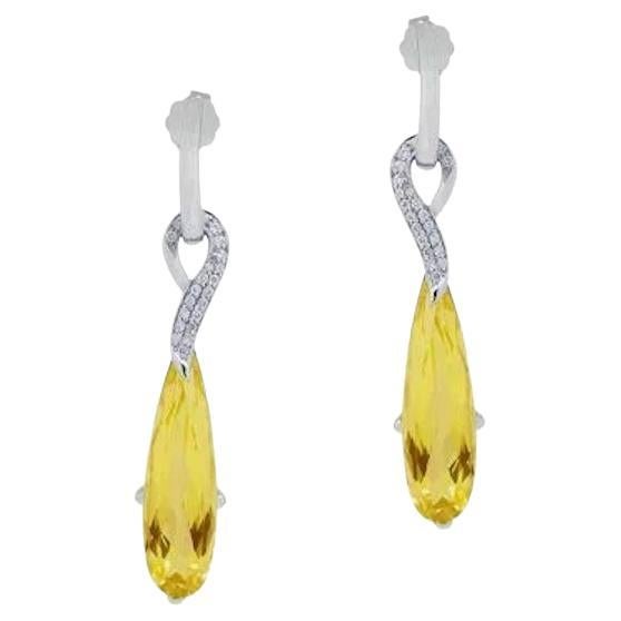 Boucles d'oreilles à la mode en or blanc 14 carats avec diamants Geliodor pour elle