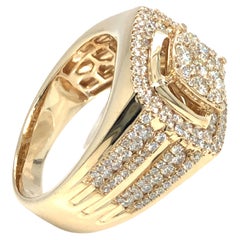 Retro Fashion Diamond Men's Ring 14K Yellow Gold