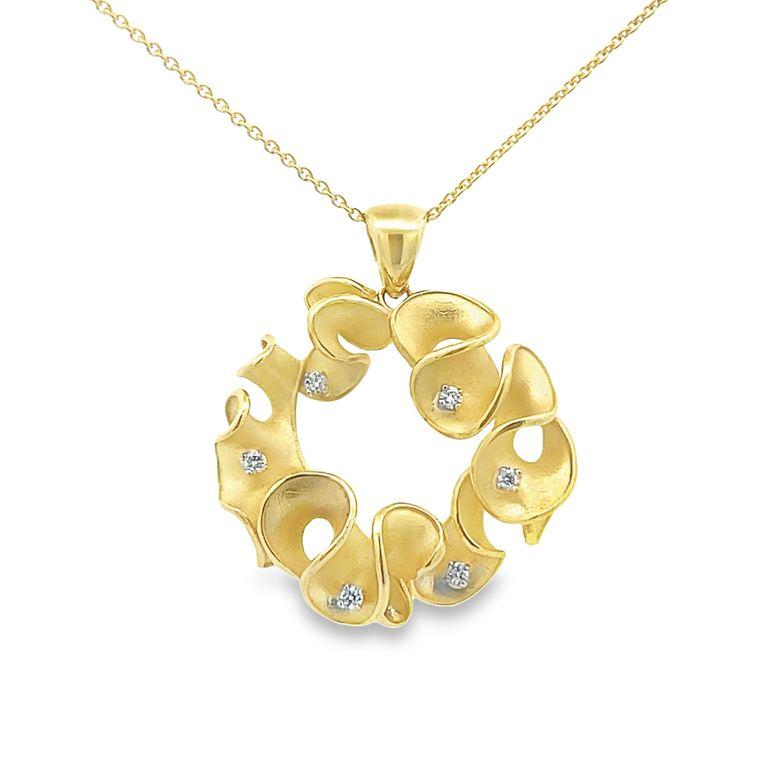 Modern Fashion Diamond Pendant 0.15CT 14K Yellow Gold