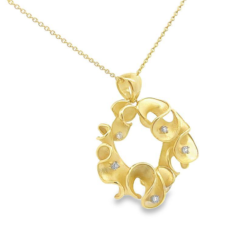 Round Cut Fashion Diamond Pendant 0.15CT 14K Yellow Gold