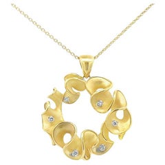 Pendentif à la mode en or jaune 14 carats avec diamant 0,15 carat 