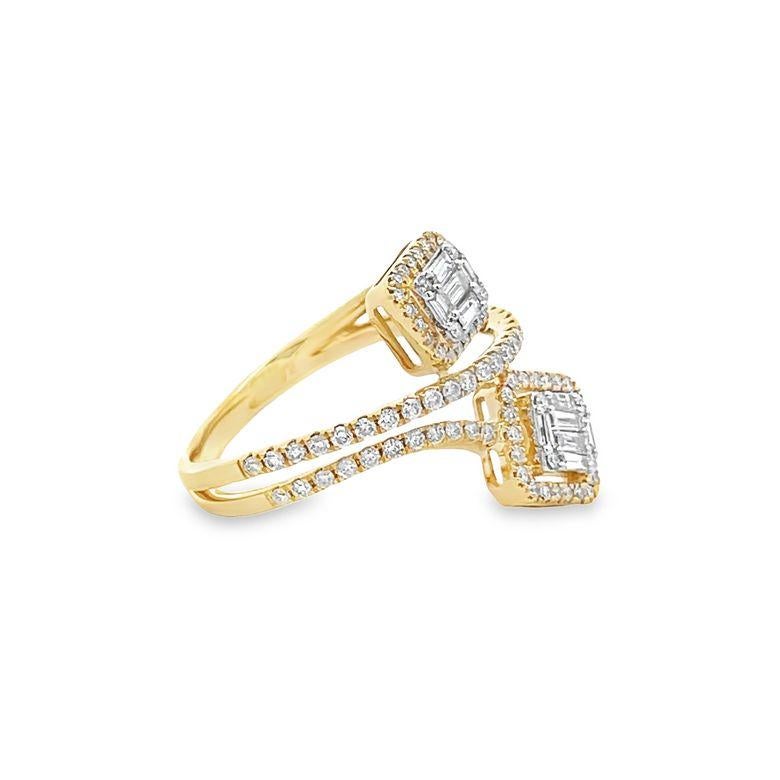 Baguette Cut Fashion Diamond Ring 0.81 ct G/SI1 14K Yellow Gold  For Sale