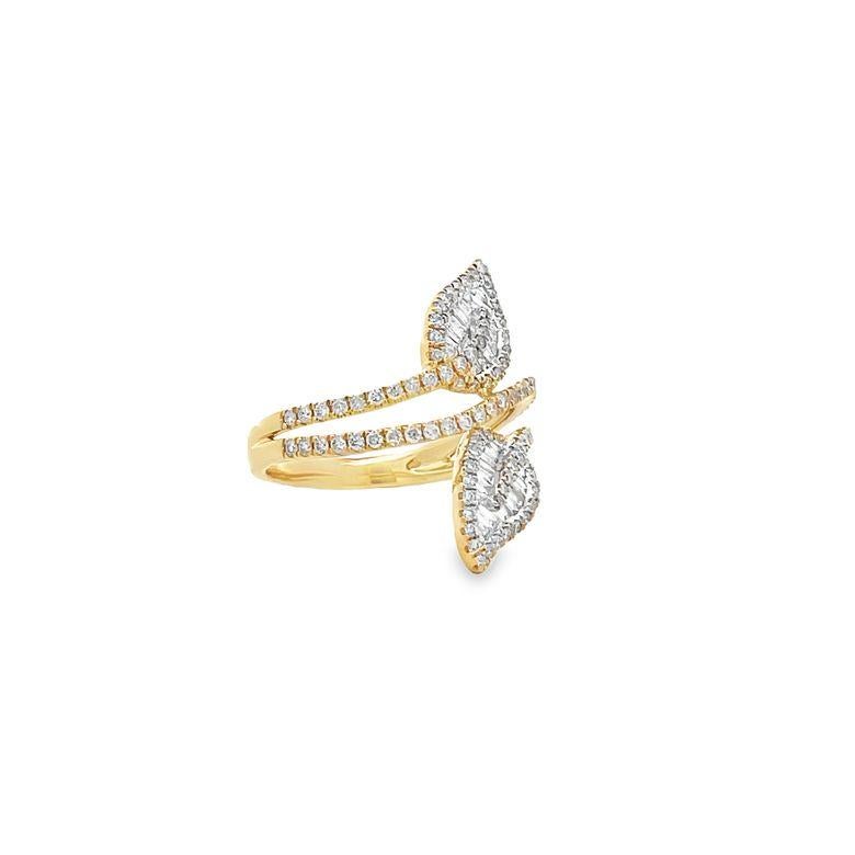 Modern Fashion Diamond Ring 0.93ct 14K Yellow Gold G/SI For Sale