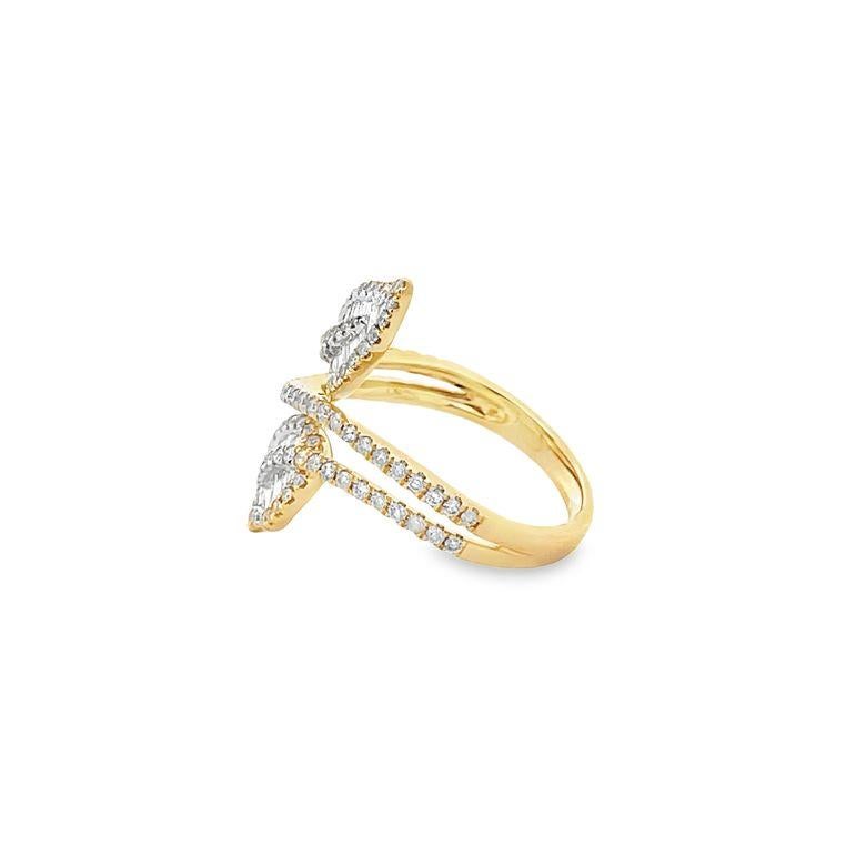 Fashion Diamond Ring 0.93ct 14K Yellow Gold G/SI In New Condition For Sale In New York, NY