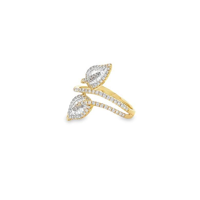 Women's Fashion Diamond Ring 0.93ct 14K Yellow Gold G/SI For Sale
