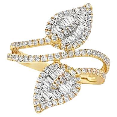 Fashion Diamond Ring 0.93ct 14K Yellow Gold G/SI For Sale