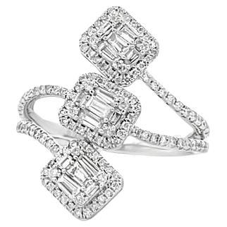 Fashion Diamond Ring 0.96ct 14K White Gold  For Sale
