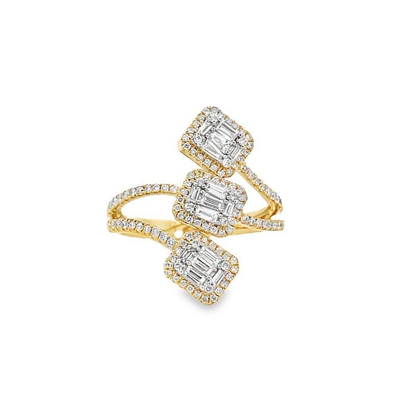Modern Fashion Diamond Ring 0.96ct G/SI1 14K Yellow Gold  For Sale