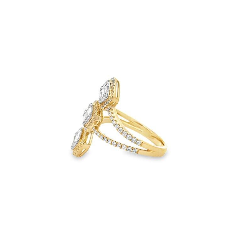 Fashion Diamond Ring 0.96ct G/SI1 14K Yellow Gold  In New Condition For Sale In New York, NY