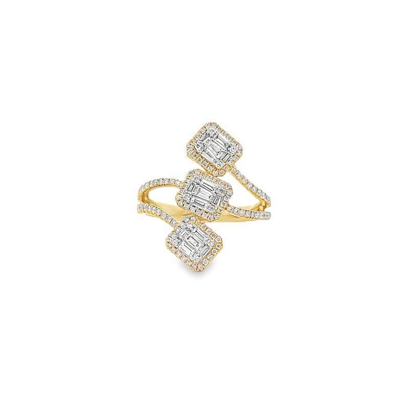 Bague mode diamant 0,96 carat G/SI1 or jaune 14 carats  Pour femmes en vente