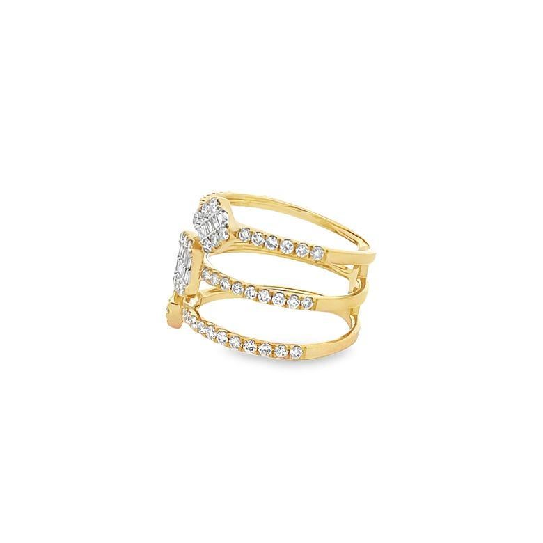 Modern Fashion Diamond Ring 1.16CT 14K Yellow Gold  For Sale