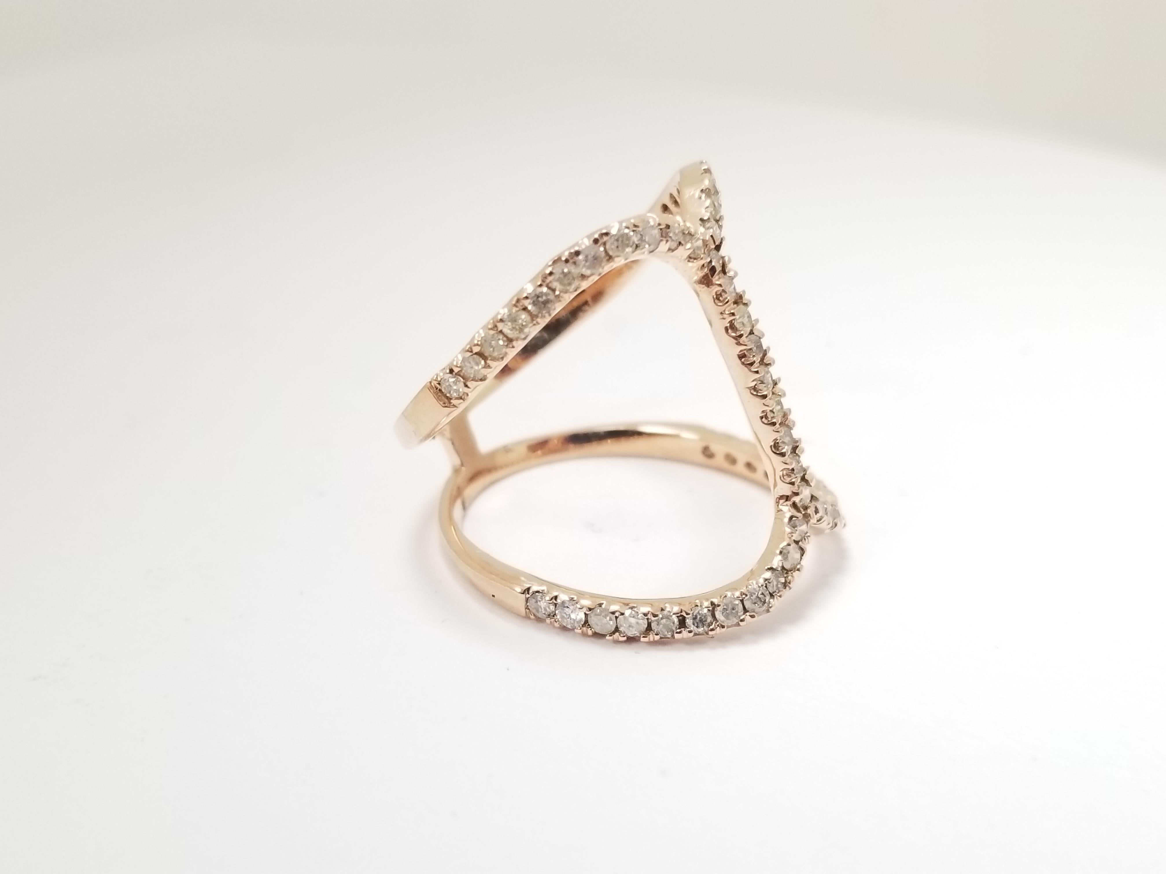 0.55 Carat Fashion Diamond Ring 14 Karat Rose Gold In New Condition In Great Neck, NY