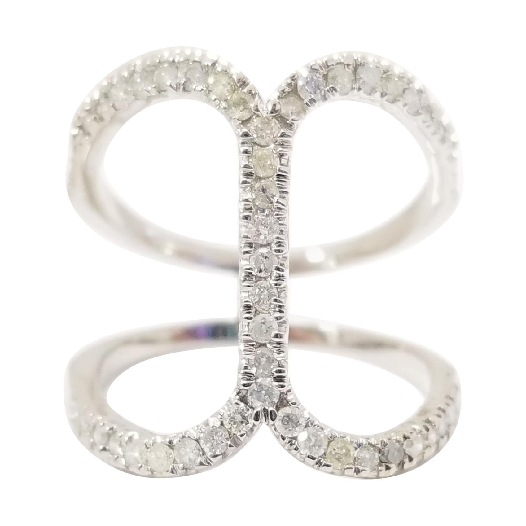 0.55 Carat Fashion Diamond Ring 14 Karat White Gold