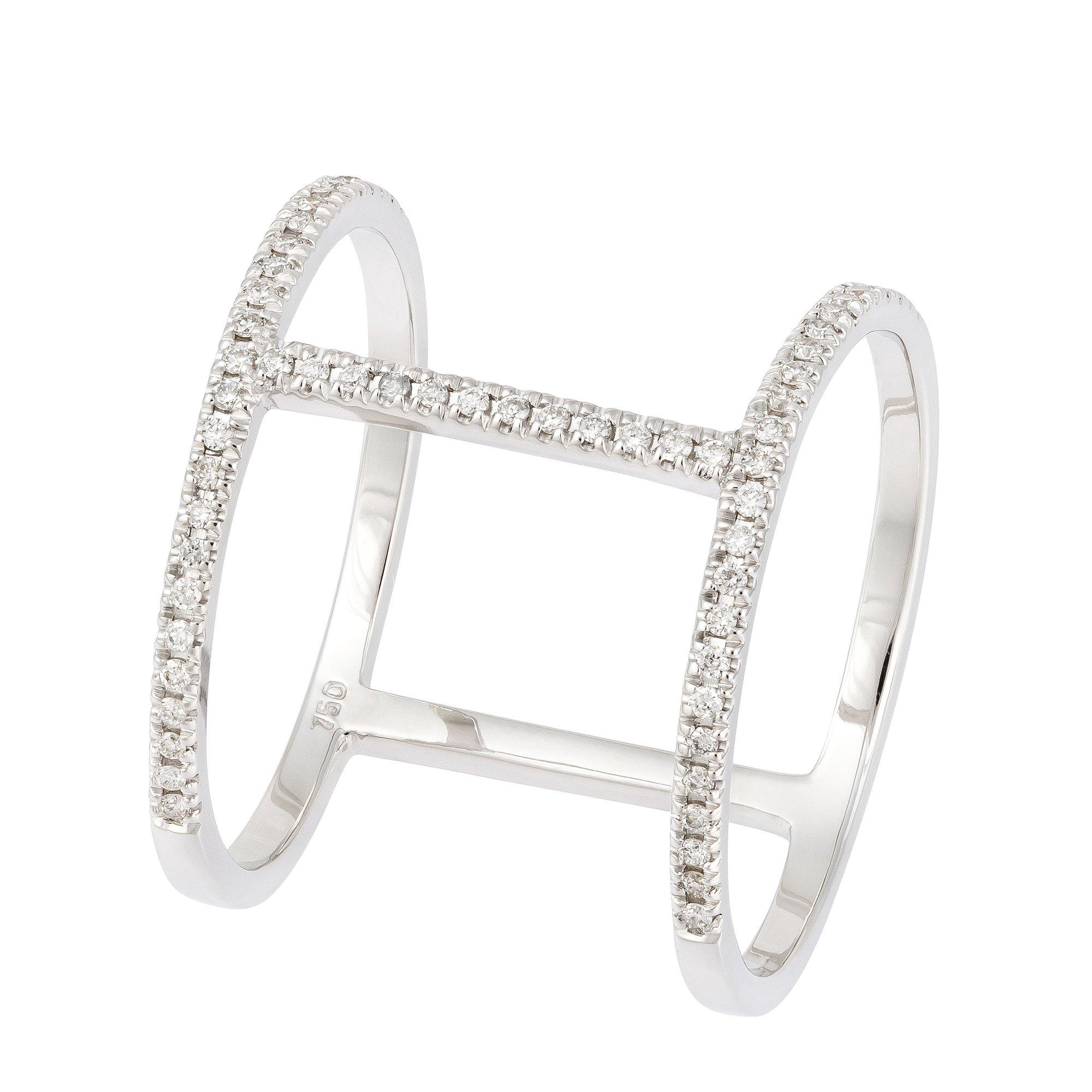 Fashion Diamond RING 18K White Gold 0.16 Cts/62 Pcs