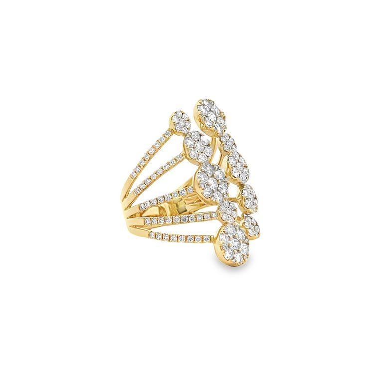 Modern Fashion Diamond Ring 2.42ct 14K Yellow Gold RD G/SI For Sale