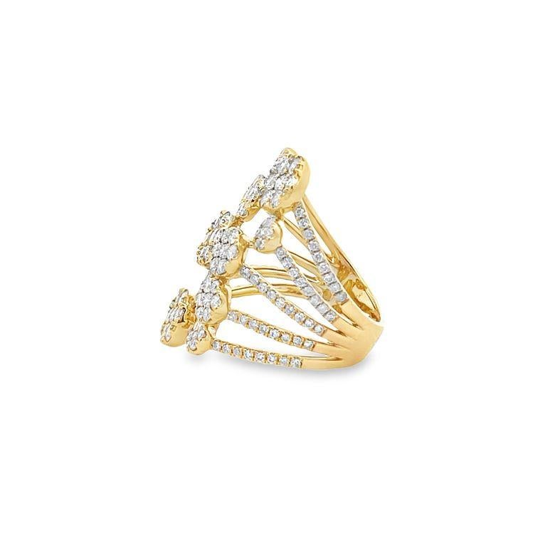 Women's Fashion Diamond Ring 2.42ct 14K Yellow Gold RD G/SI For Sale