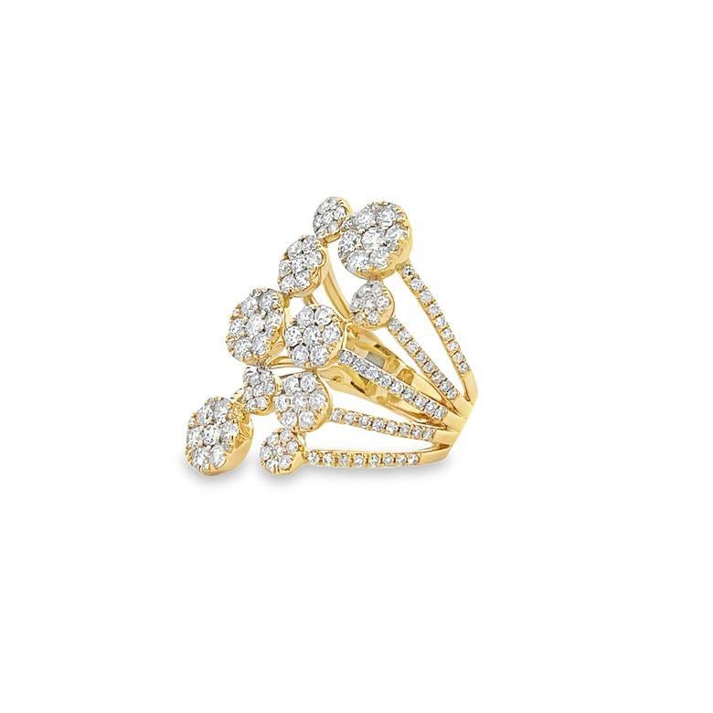 Fashion Diamond Ring 2.42ct 14K Yellow Gold RD G/SI For Sale 1