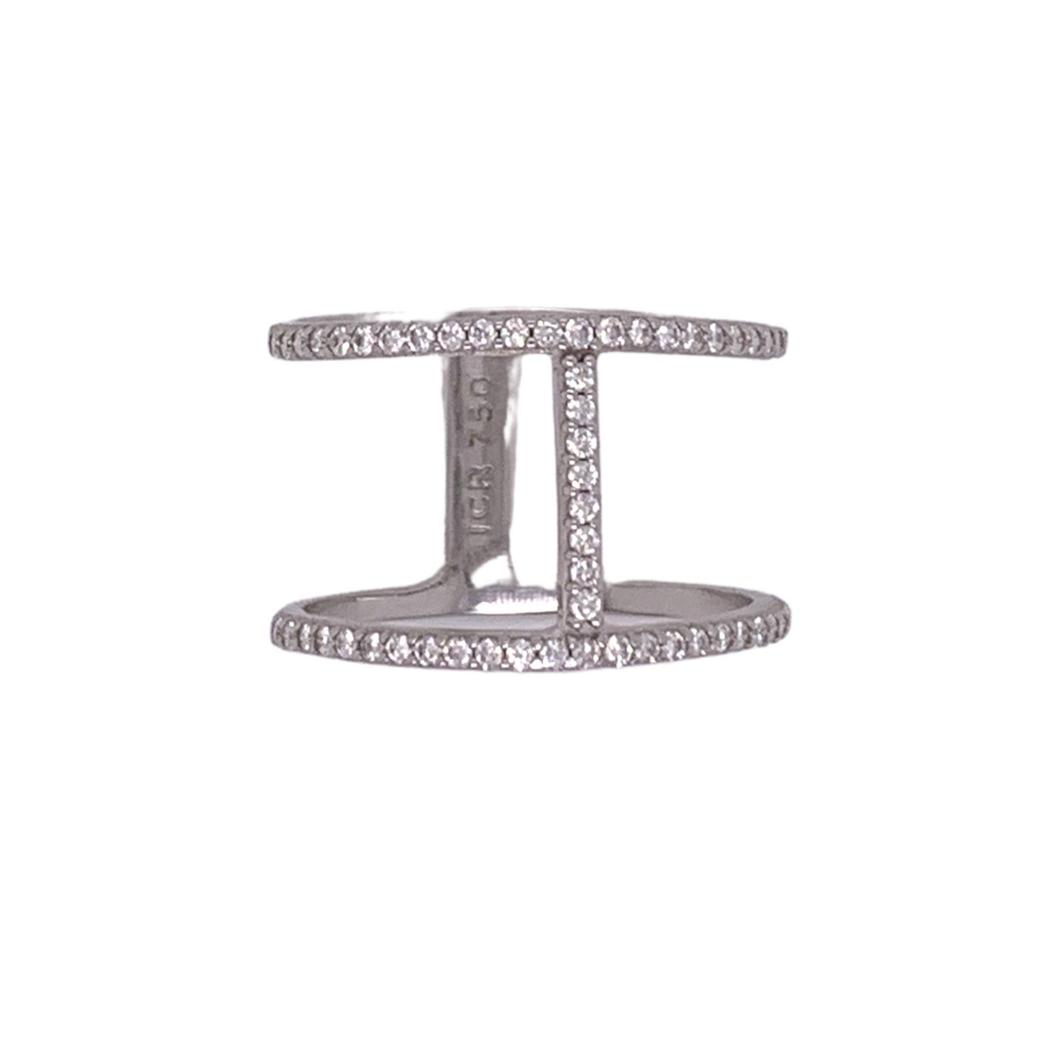 Fashion diamond ring made with real/natural diamonds. Total Diamond Weight: 0.29 Carats, Diamond Quantity: 58 Brilliant Cut Diamonds. Set on 18 karat white gold. Ring size 5.5.