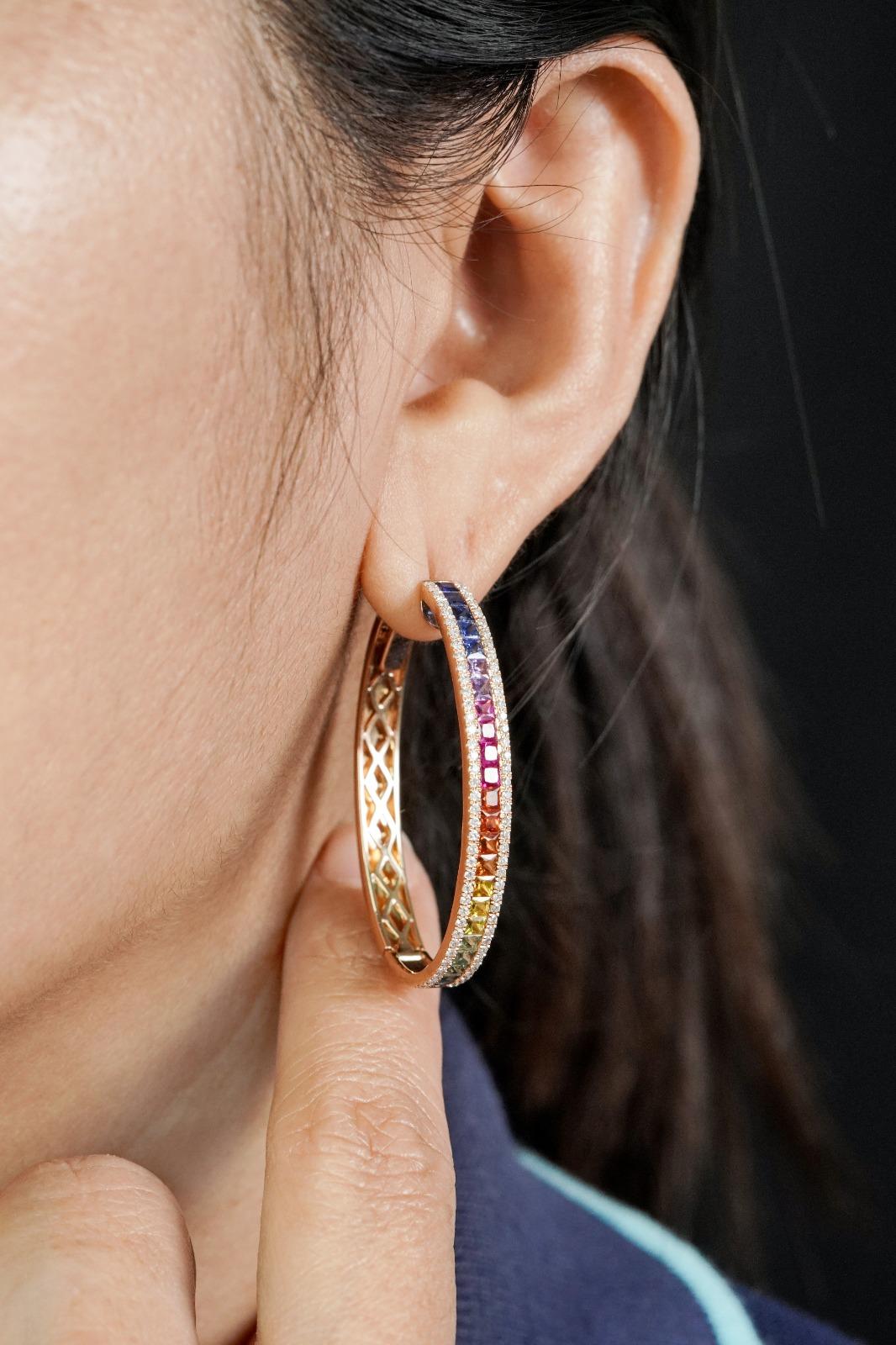 Boucles d'oreilles de mode en or 18 carats et diamants pour elle en vente 3