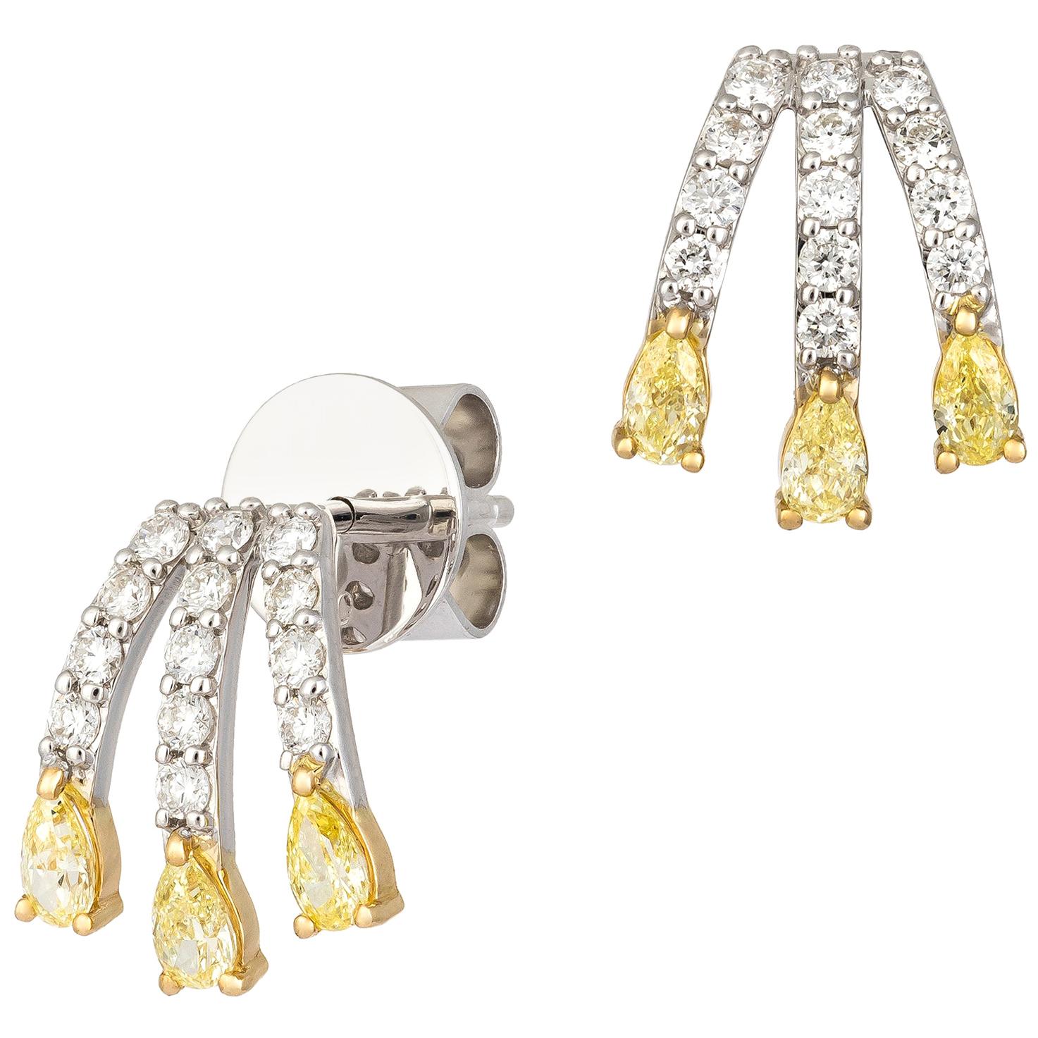 Boucles d'oreilles à la mode en or blanc 18 carats et diamants pour elle