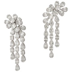 Boucles d'oreilles à la mode en or blanc 18 carats et diamants pour elle