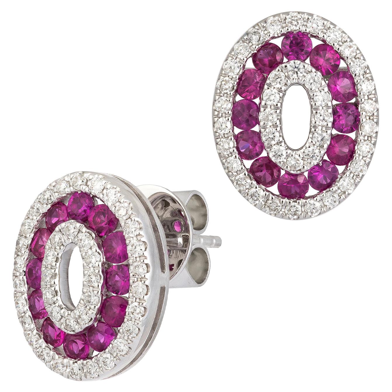 Boucles d'oreilles à la mode en or blanc 18 carats et diamants pour elle