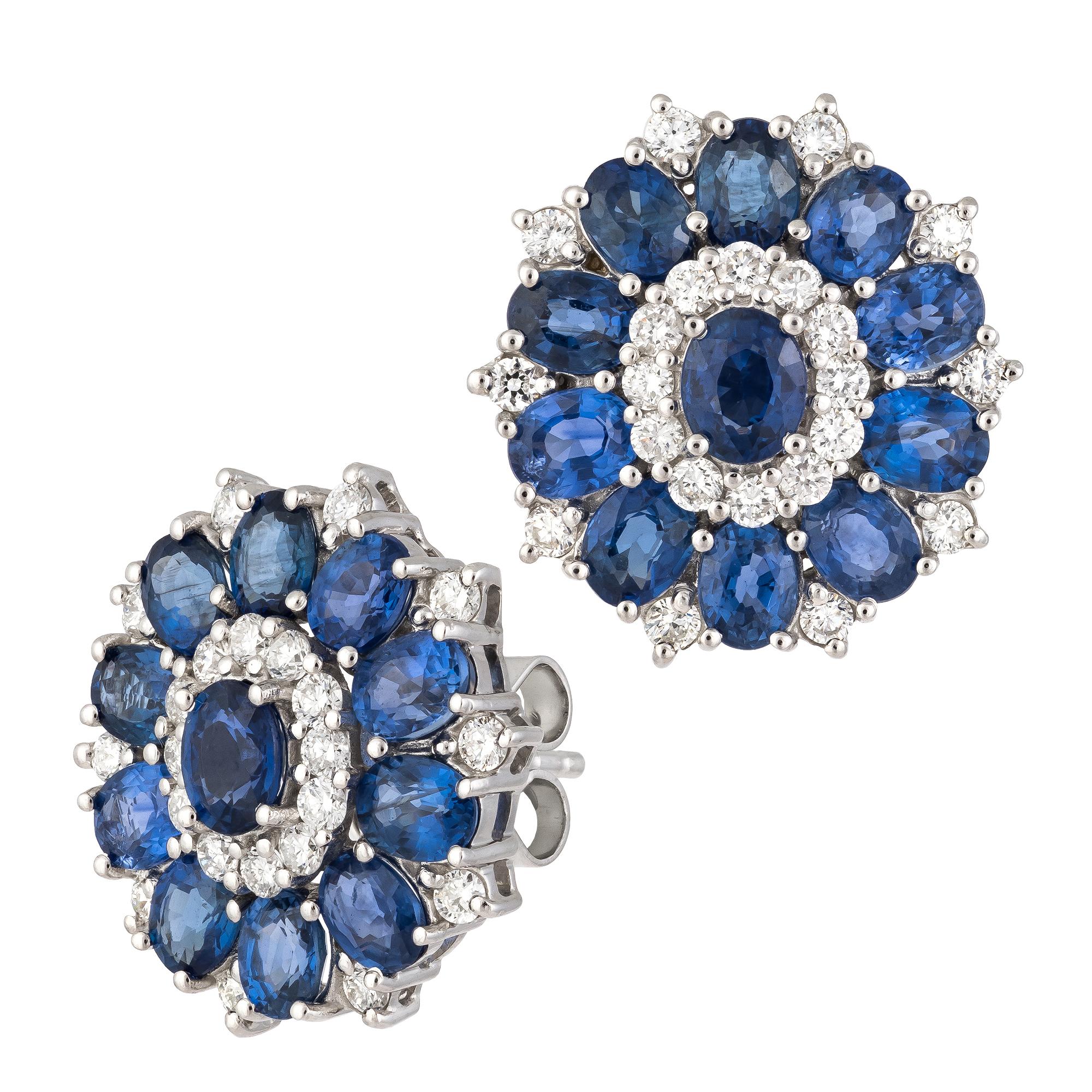 ORECCHINI in oro bianco 18 carati Zaffiro blu 5,07 carati/22 pezzi, D 0,54 carati/44 pezzi
