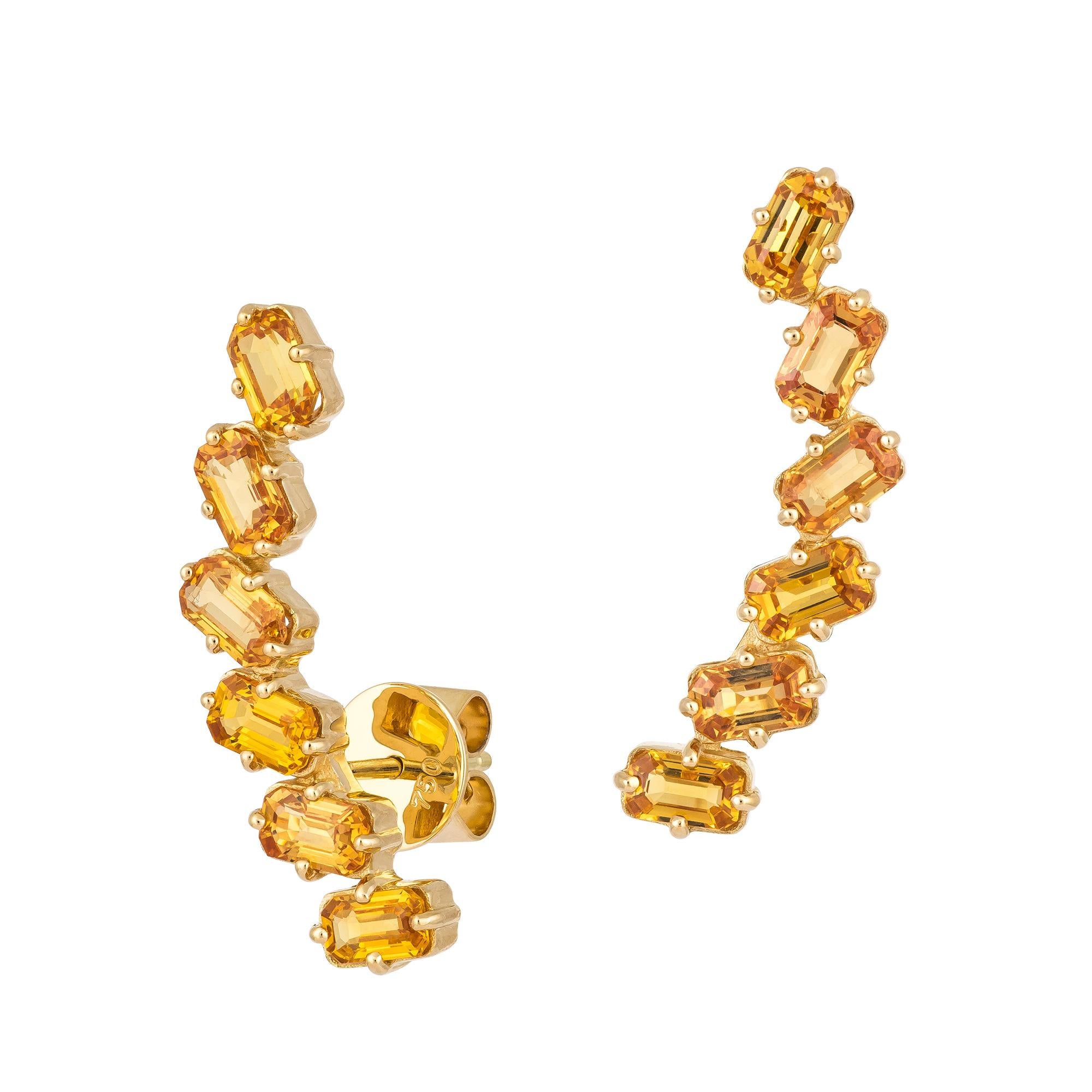 EARRING 18K Yellow Gold Yellow Sapphire 3.91 Cts/12 Pieces
