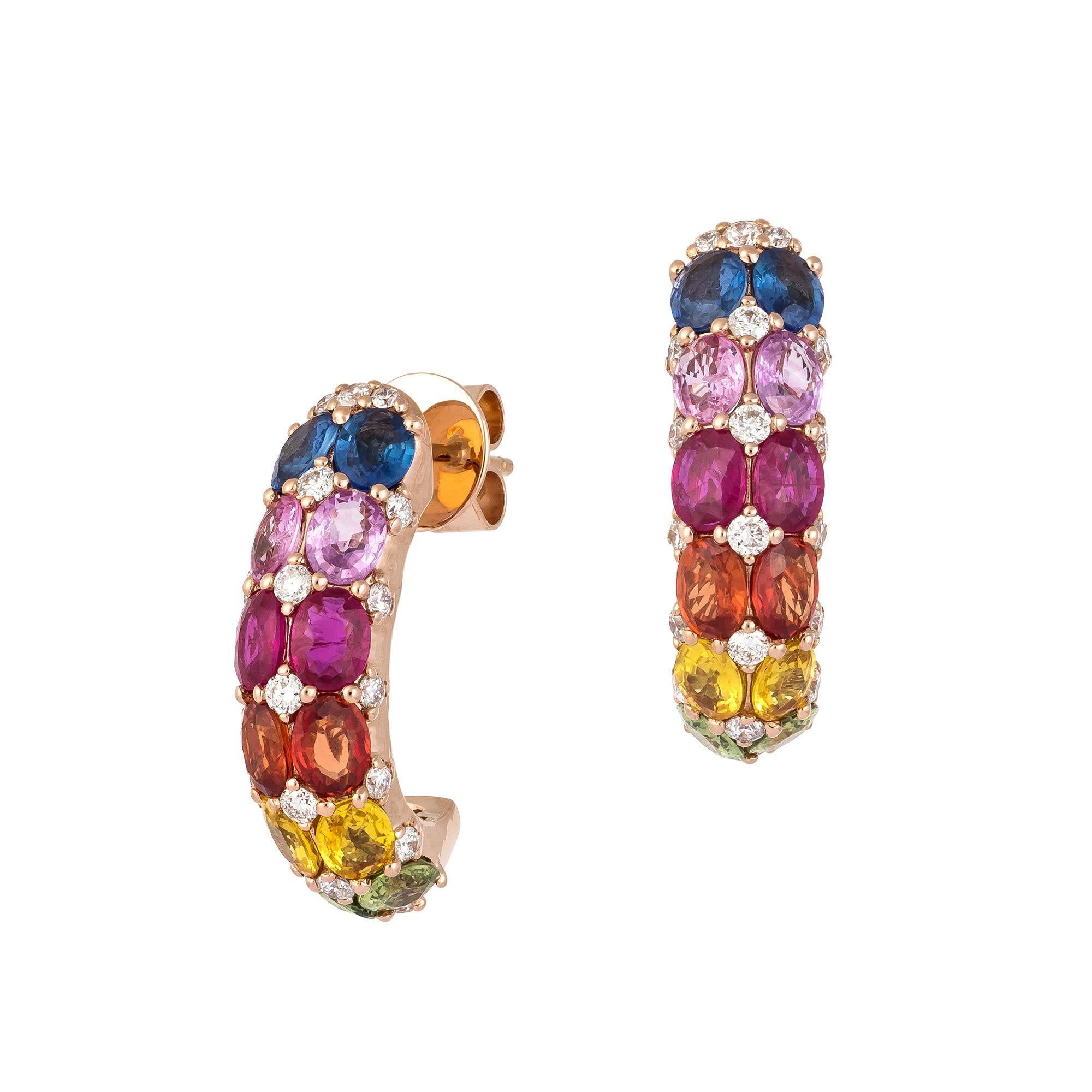 EARRING 18K Rose Gold 

Diamond 0.61 Cts/38 Pieces, Multi Sapphire 6.98 Cts/24 Pieces


With a heritage of ancient fine Swiss jewelry traditions, NATKINA is a Geneva based jewellery brand, which creates modern jewellery masterpieces suitable for
