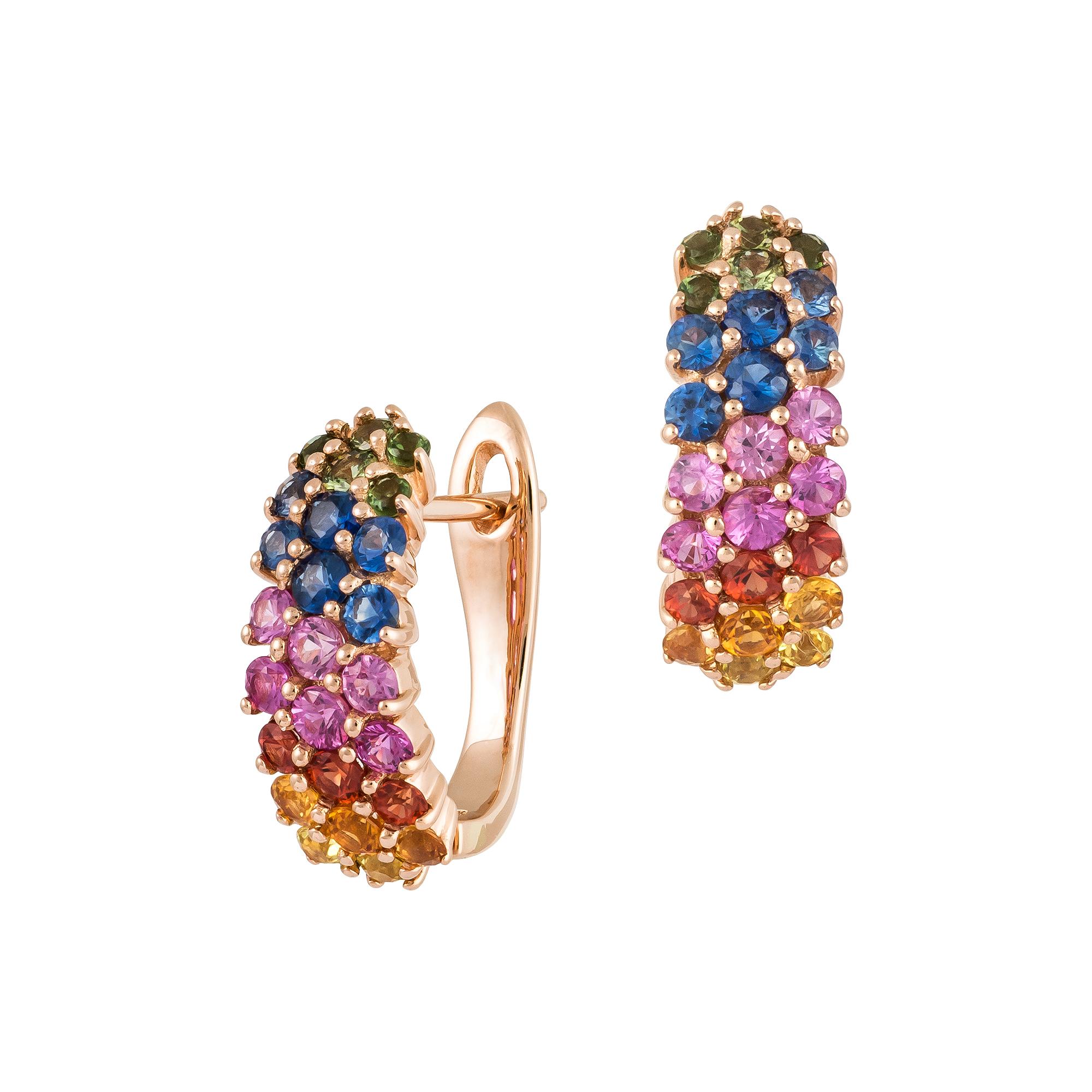 EARRING 18K Rose Gold Multi Sapphire 1.30 Cts/50 Pieces
 