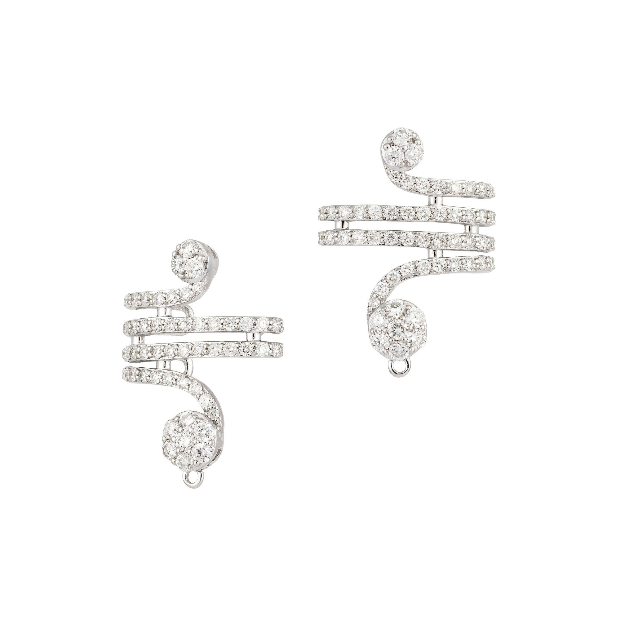 Fashion Diamond White 18 Karat Gold Earrings for Her In New Condition For Sale In Montreux, CH