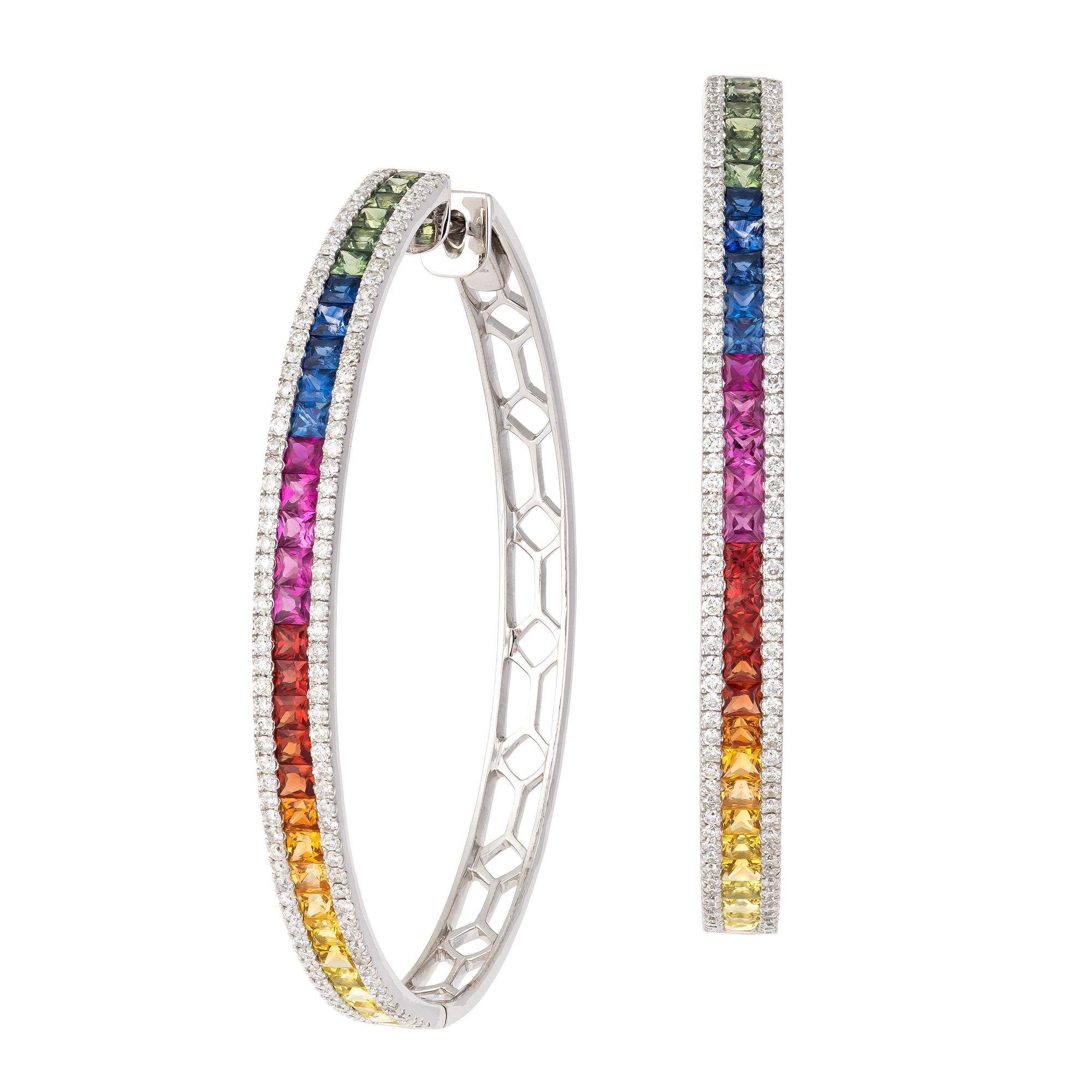 Boucles d'oreilles à la mode en or blanc 18 carats et diamants pour elle Neuf - En vente à Genève, GE