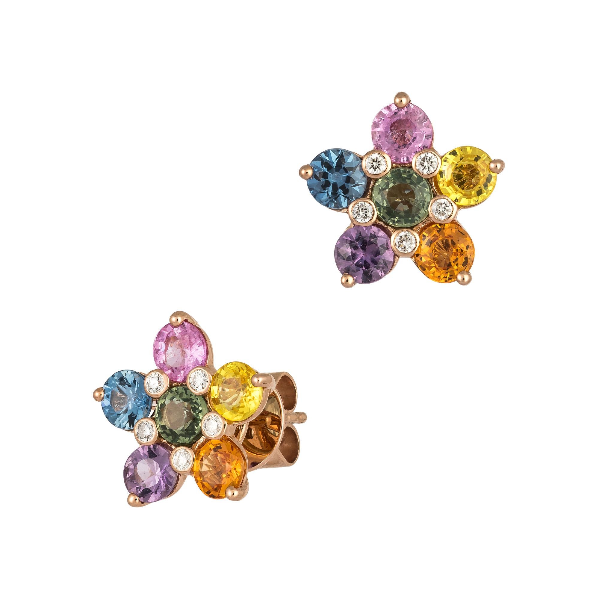 claire's rainbow flower earrings