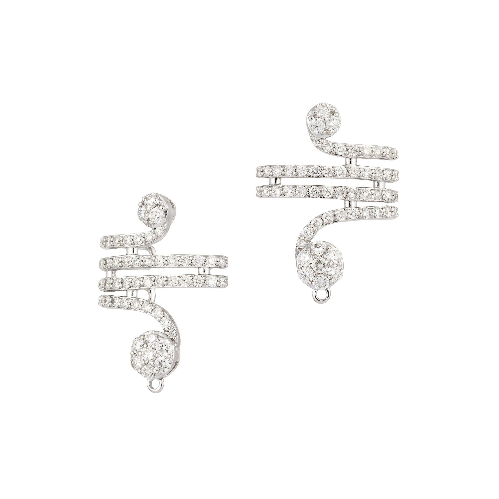 Women's Fashion Diamond White 18 Karat Gold Earrings for Her For Sale