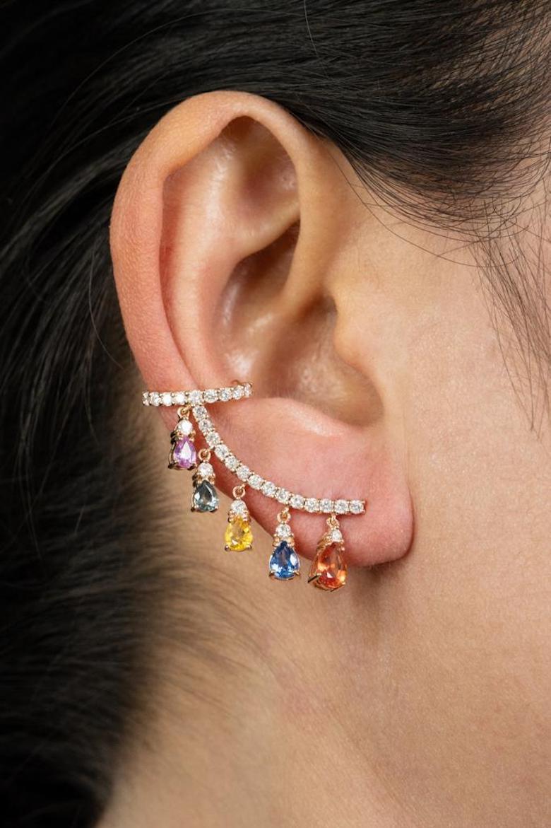 Diamant-Ohrringe aus 18 Karat Gold mit weißem Diamant für Sie im Angebot 2