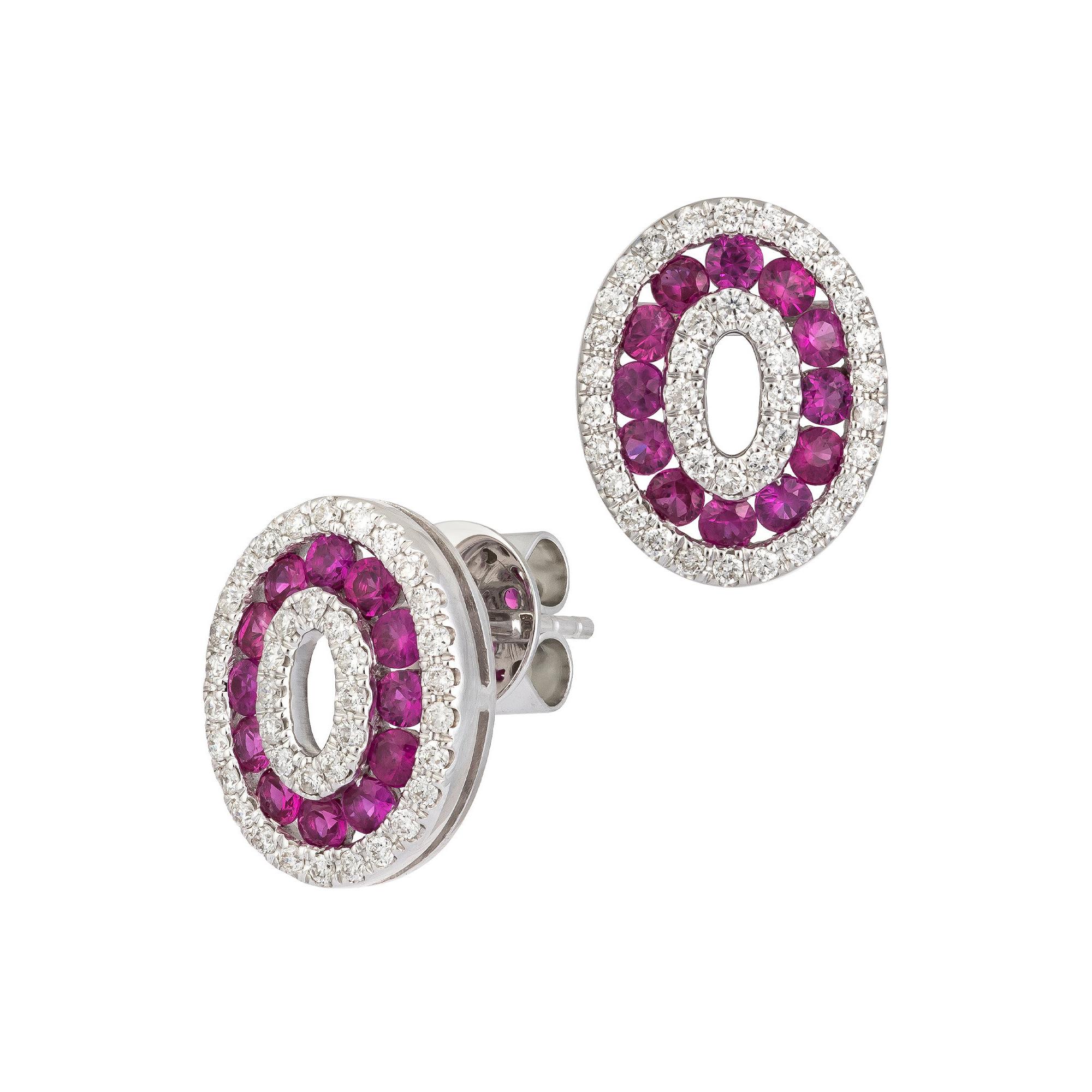 Boucles d'oreilles de mode en or 18K avec diamants blancs pour elle