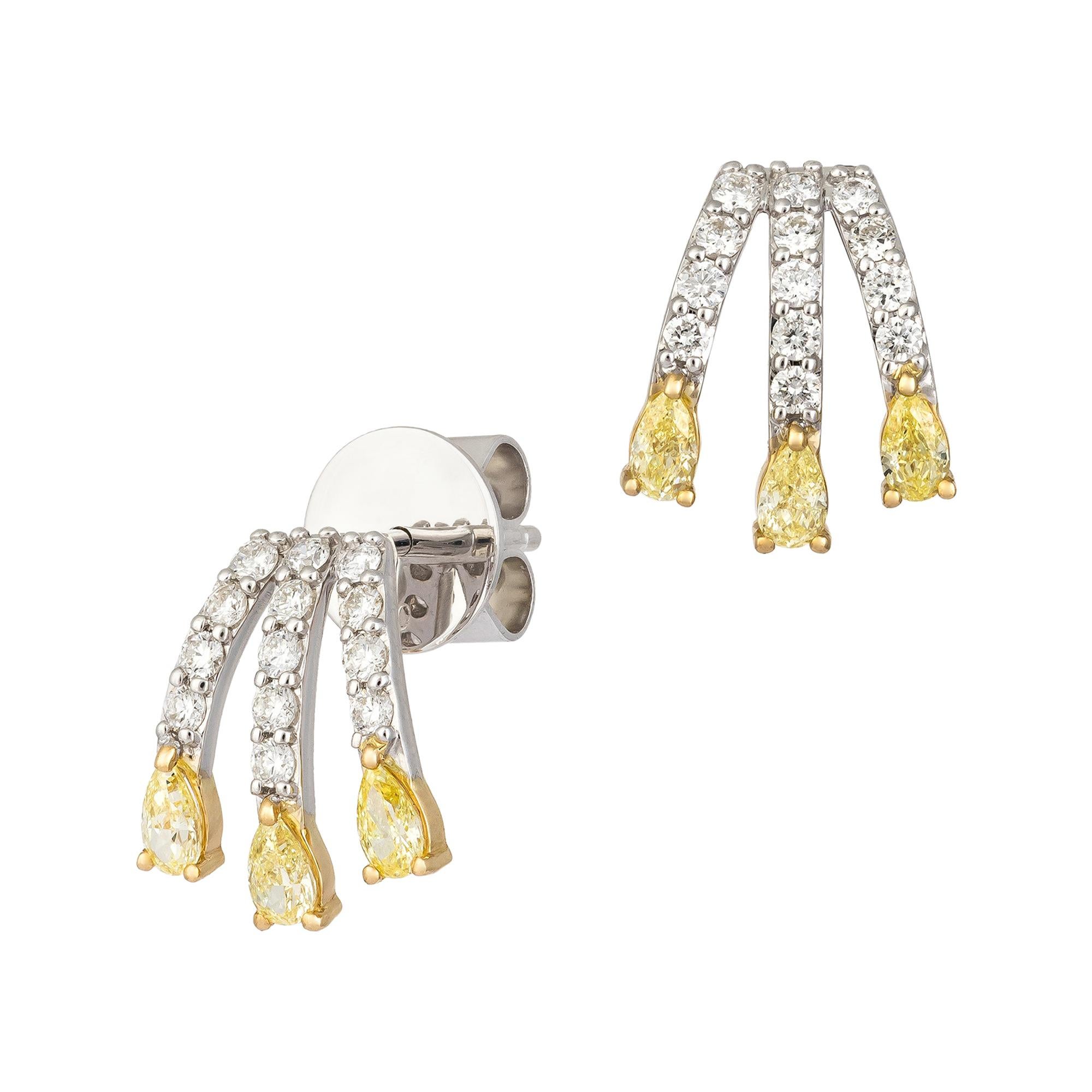 Boucles d'oreilles à la mode en or blanc 18 carats et diamants pour elle en vente