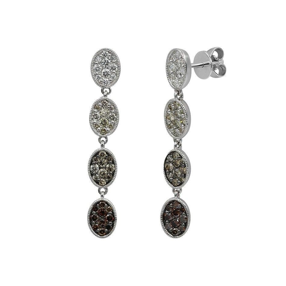 Mode Diamant-Ohrringe aus Weißgold (Antiker Kissenschliff) im Angebot