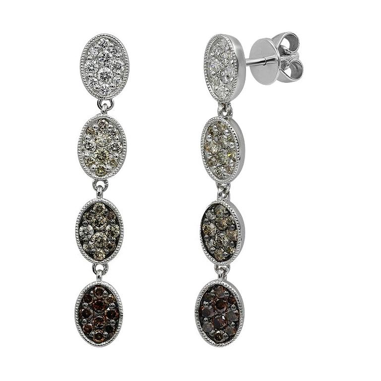 Boucles d'oreilles à la mode or blanc et diamants