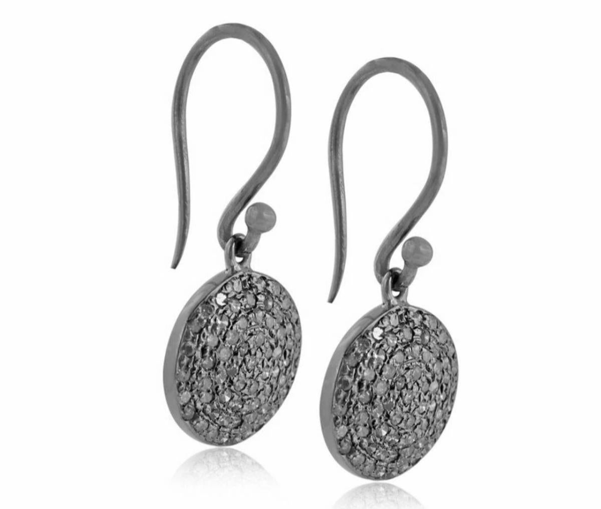 Taglio rotondo Orecchino a disco di moda in argento 925 Diamante Designer Orecchino pendente Unisex Goccia. in vendita