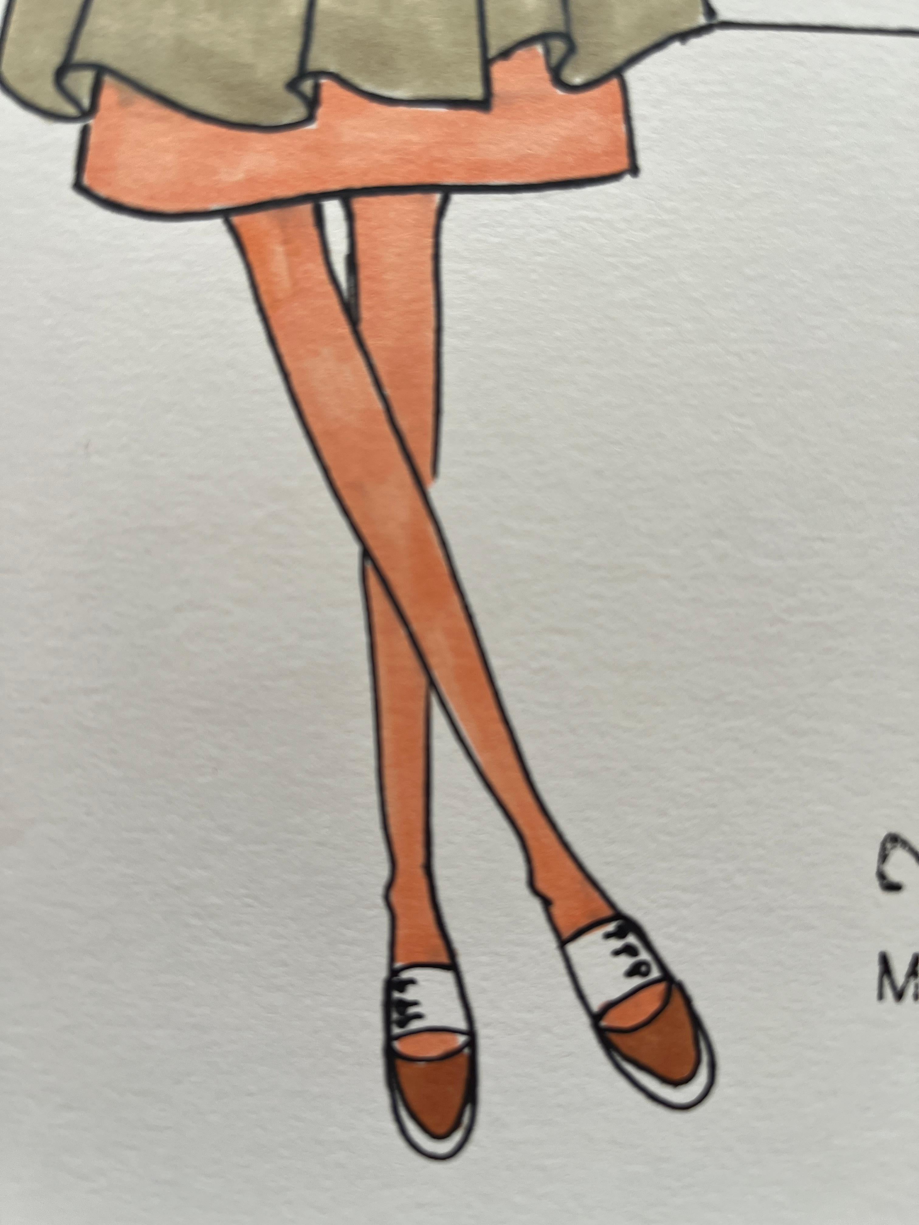 Dibujo de moda con rotulador, Michel Goma (Jean Patou, Balenciaga...) en venta 1
