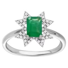 Fashion Emerald White Gold Every Day Diamond Earrings for Her