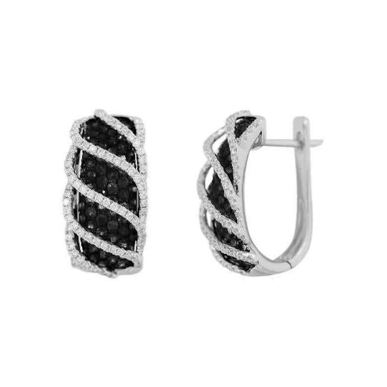 Modern Fashion Every Day Black Diamond White Gold Earrings Lever-Back for Her For Sale