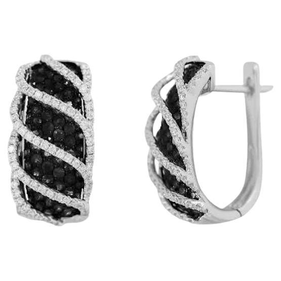 Fashion Every Day Black Diamond White Gold Earrings Lever-Back for Her