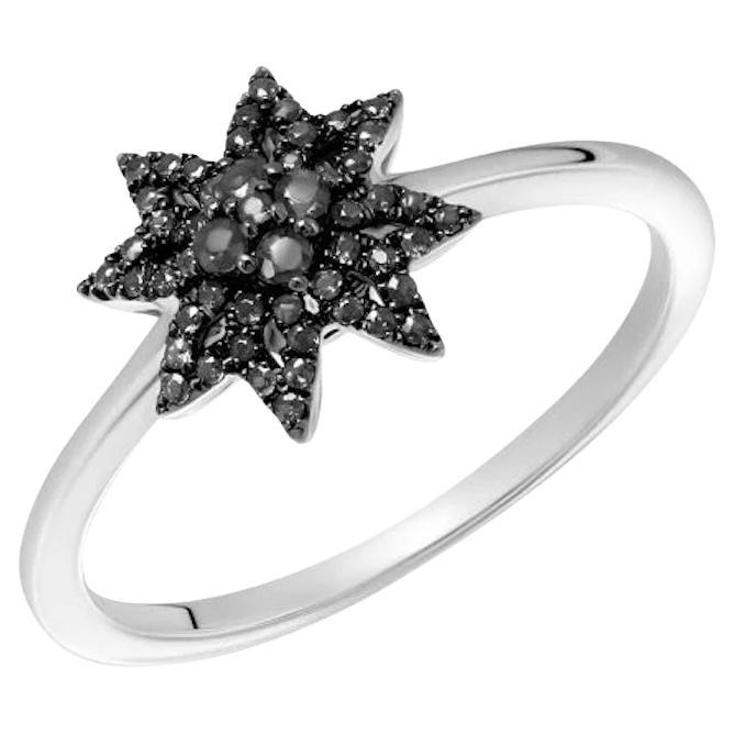 Fashion Every Day Black Diamond White Gold Ring for Her