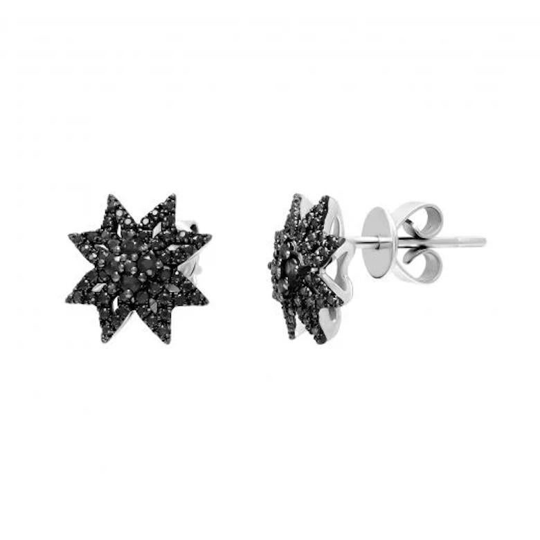 Modern Fashion Every Day Black Diamond White Gold Stud Earrings for Her For Sale