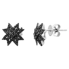 Clous d'oreilles mode de tous les jours en or blanc et diamants noirs pour elle