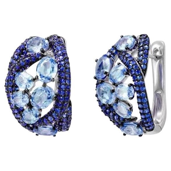 Fashion Every Day Blue Sapphire White Gold Earrings Lever-Back for Her