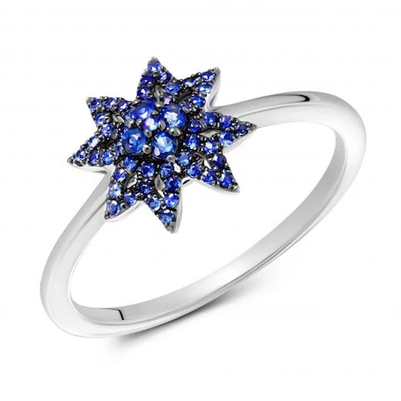 Fashion Every Day Blue Sapphire White Gold Ring for Her In New Condition For Sale In Montreux, CH
