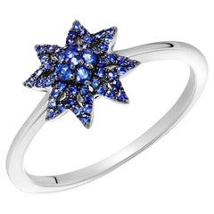 Fashion Every Day Blue Sapphire White Gold Ring for Her